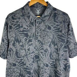 Nicoby Men's Size XXL Gray Floral Short Sleeve Polo Shirt Casual Everyday Soft